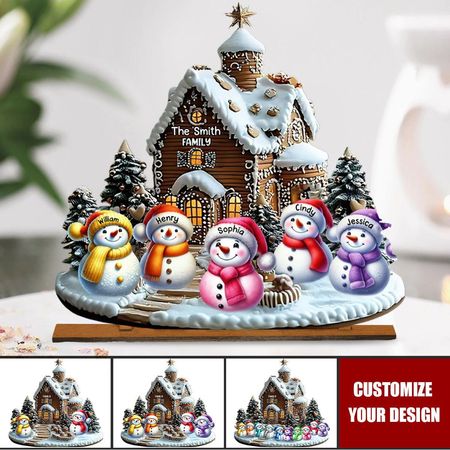 Merry Christmas Snowman Personalized Family 1 Layered Big Freestanding